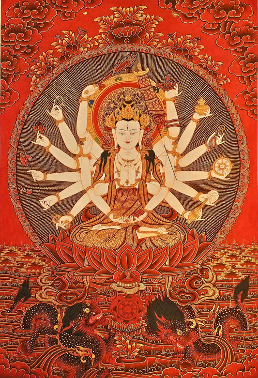 Chandi Devi Painting Hindu Goddess Wall Art Divine Feminine Power Decor Shakti Spiritual Home Gift Durga Energy Altar Poster Illustration