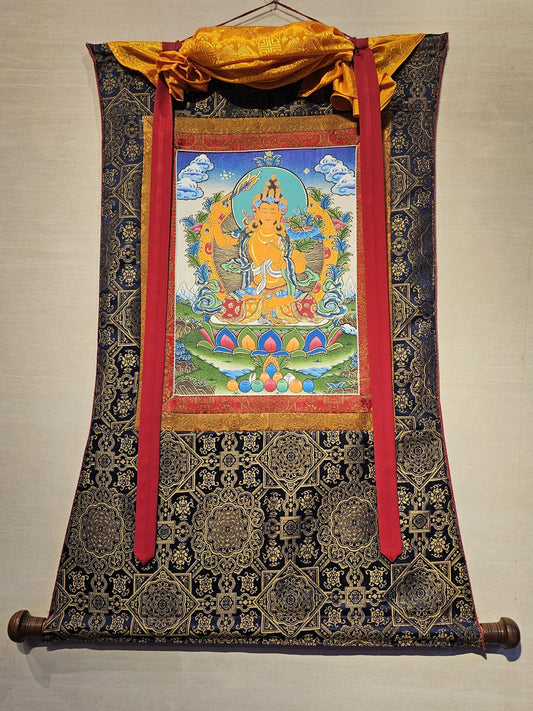Manjushree Border Thangka | Tibetan Deity Thangka for Meditation Room Decor | Wisdom Buddha Painting for Altar