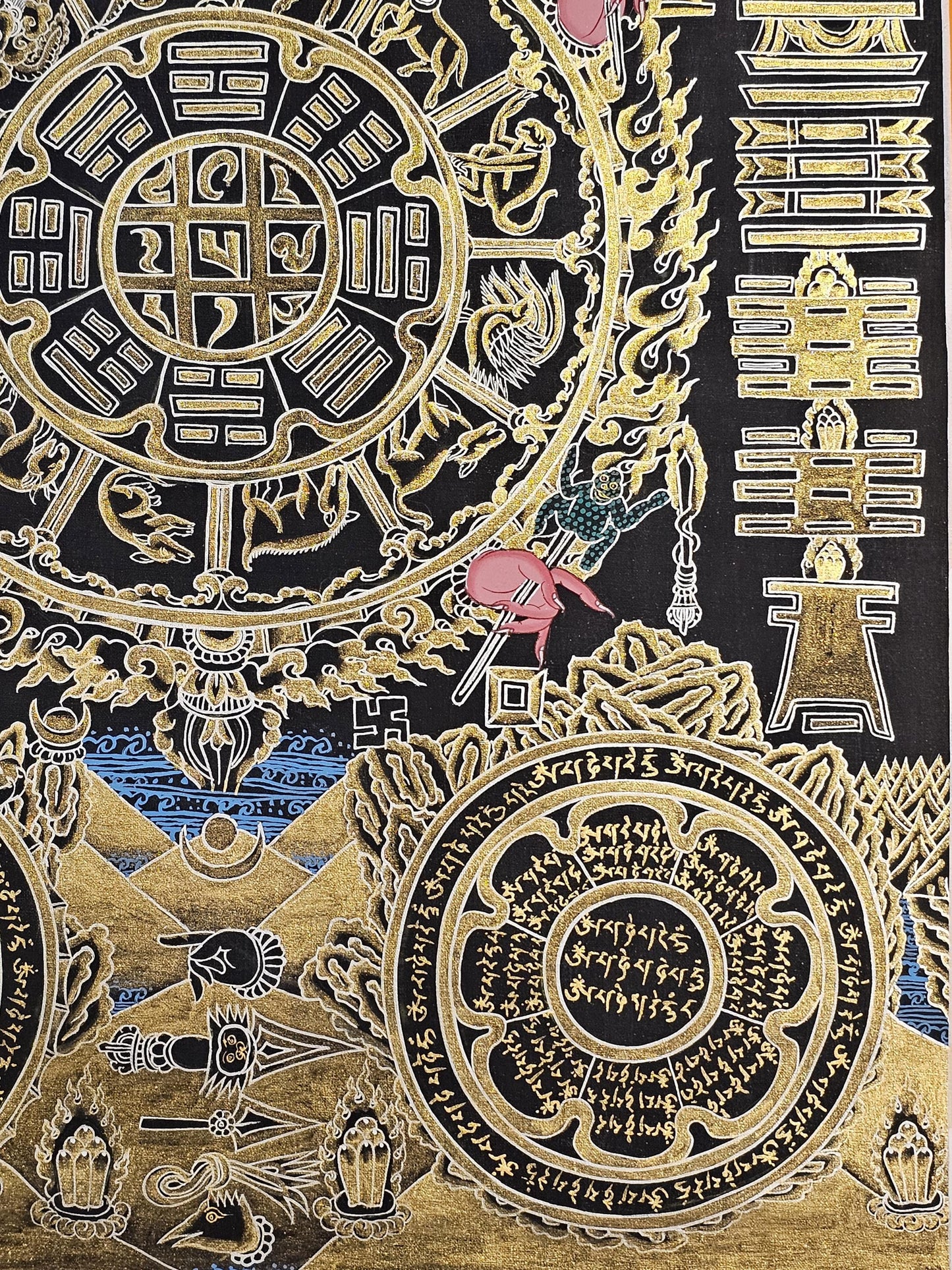 Tibetan Calendar Thangka | Tibetan Deity Thangka for Meditation Room Decor