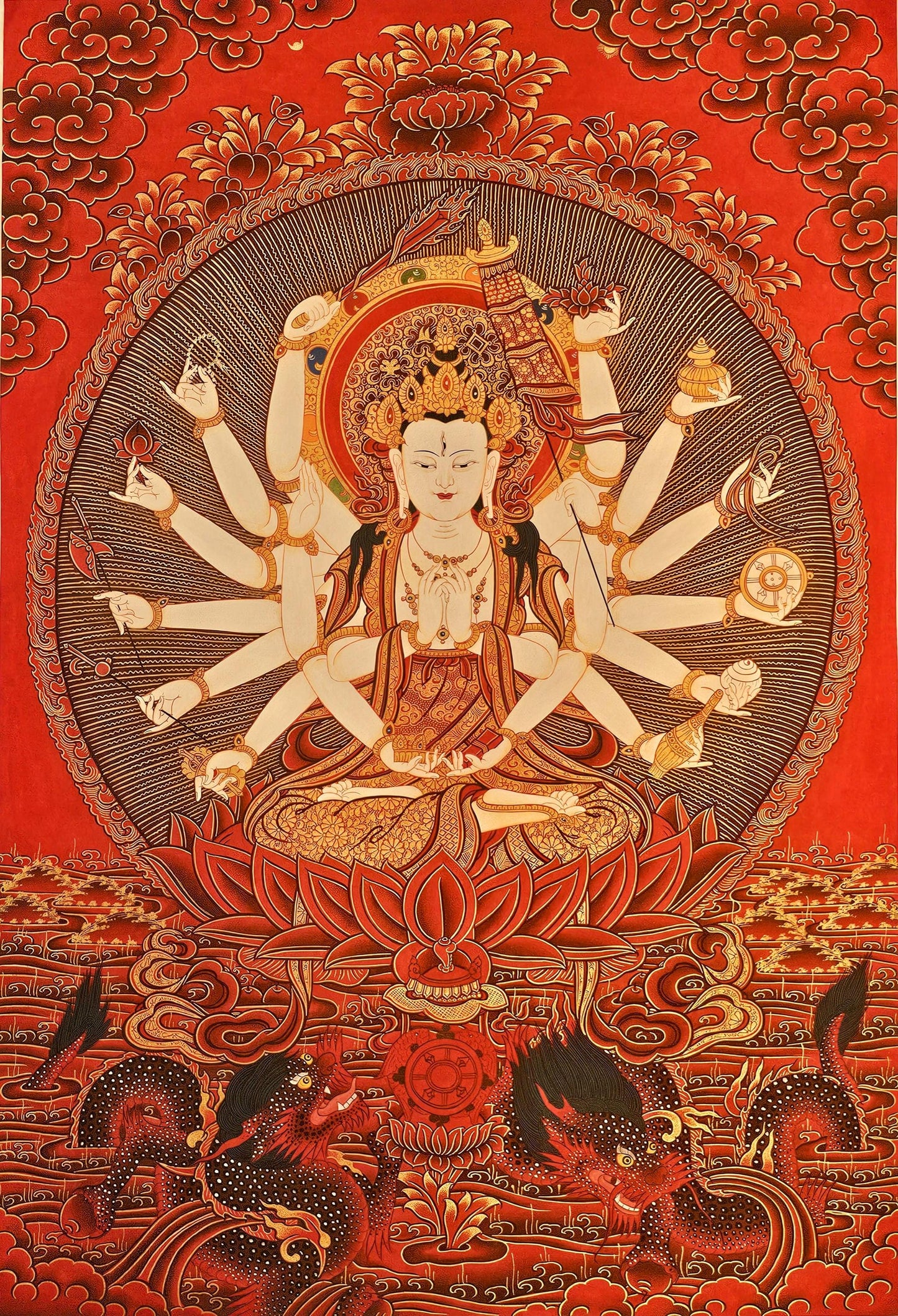 Chandi Devi Painting Hindu Goddess Wall Art Divine Feminine Power Decor Shakti Spiritual Home Gift Durga Energy Altar Poster Illustration