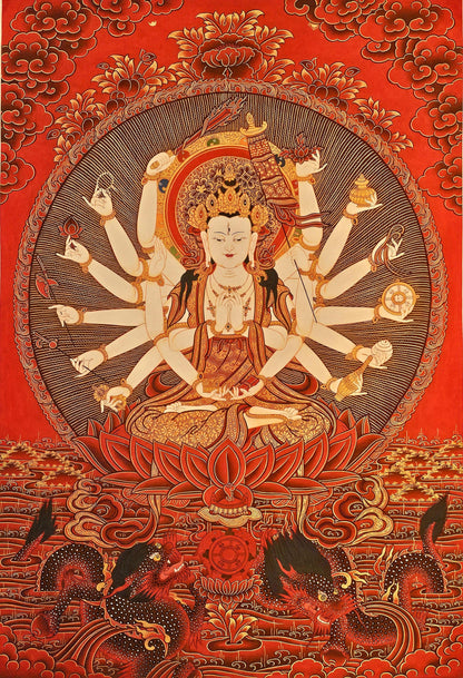 Chandi Devi Painting Hindu Goddess Wall Art Divine Feminine Power Decor Shakti Spiritual Home Gift Durga Energy Altar Poster Illustration