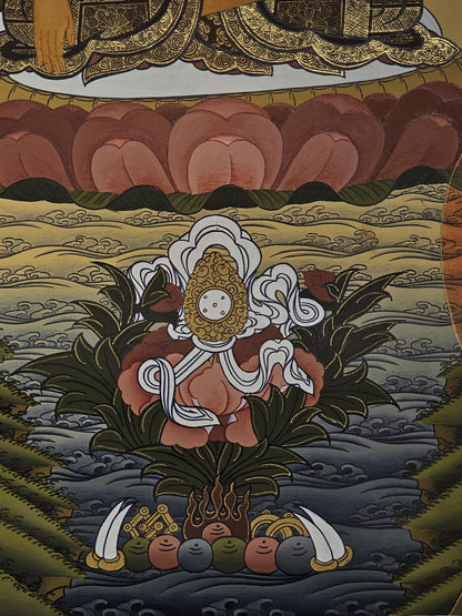 Shakyamuni Buddha Thangka Hand-Painted  | 41x56 cm Tibetan Enlightenment Art | Traditional Nepalese Buddhist Wall Hanging