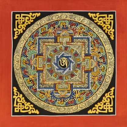 Mantra Mandala | Tibetan Buddhist Sacred Art | Spiritual Meditation Decor | Sanskrit Mantra Wall Art | Healing Energy Mandala