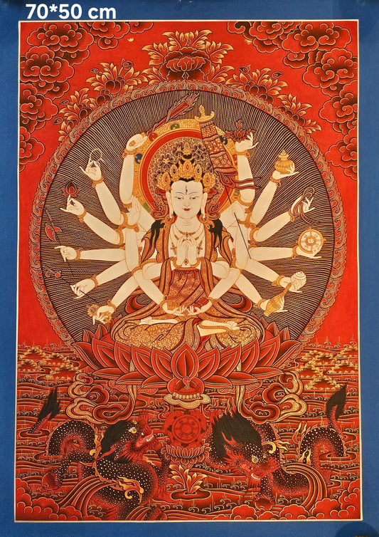 Chandi Devi Painting Hindu Goddess Wall Art Divine Feminine Power Decor Shakti Spiritual Home Gift Durga Energy Altar Poster Illustration