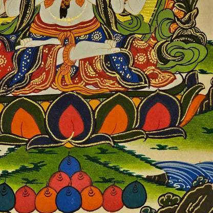Hand Painted Chyangresi Thangka Painting on Cotton Canvas | Tibetan Avalokiteshvara Wall Art | Spiritual Buddhist Home Decor Gift