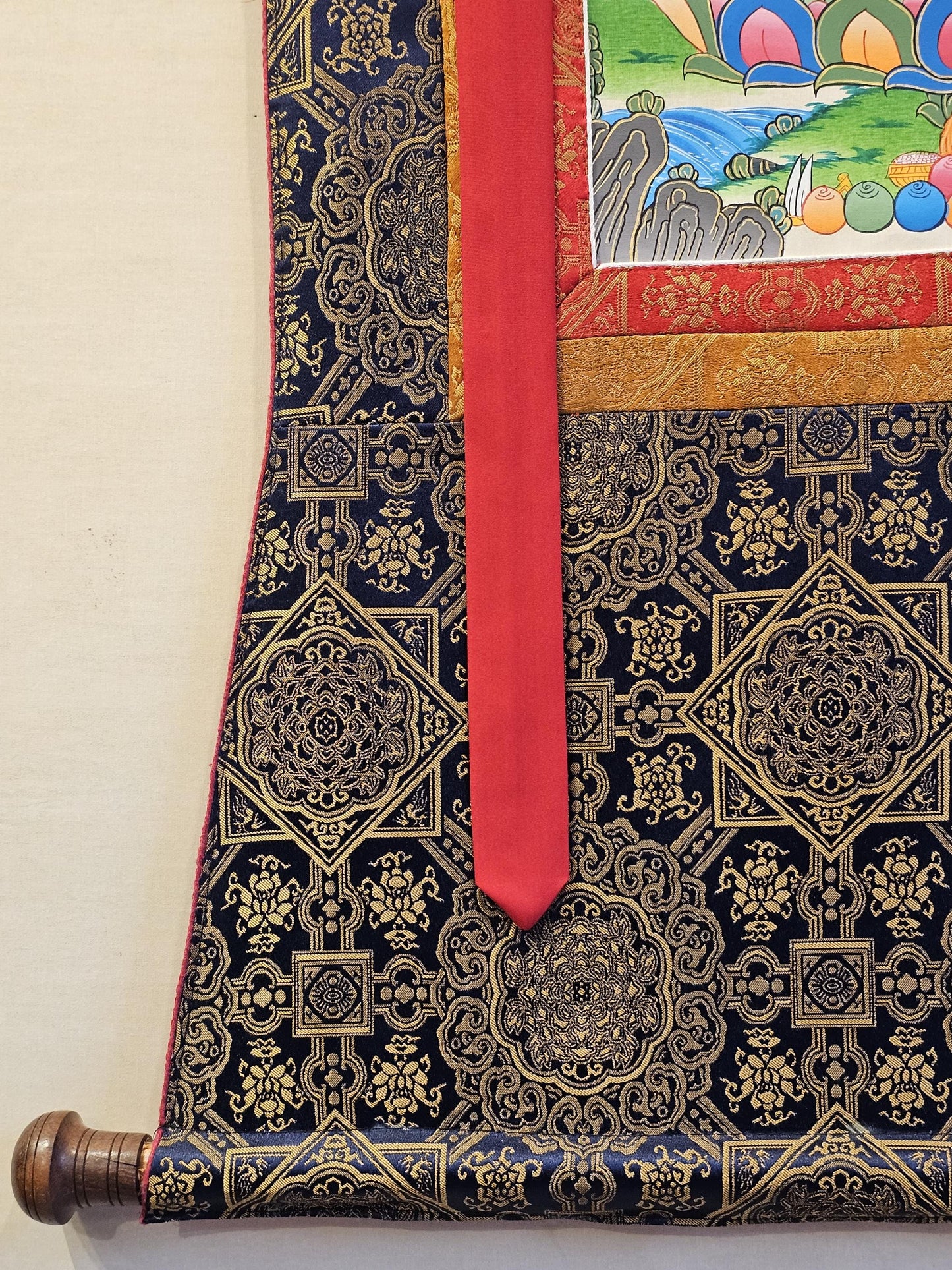 Amitabha Buddha Border Thangka | Tibetan Buddhist Art | Meditation & Healing Decor | Sacred Nepali Painting | Handmade Religious Art