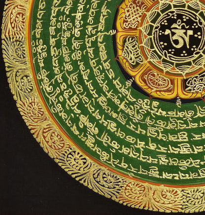 Mantra Mandala | Tibetan Buddhist Sacred Art | Spiritual Meditation Decor | Sanskrit Mantra Wall Art | Healing Energy Mandala