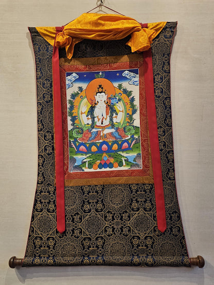 Chyangresi Border Thangka | Tibetan Avalokiteshvara Wall Art | Spiritual Buddhist Home Decor Gift