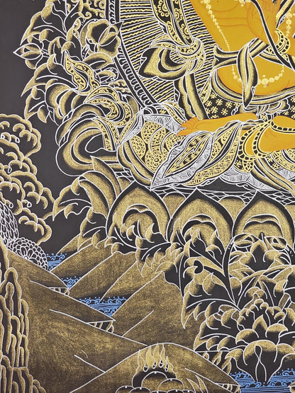 Buddhist Wall Art Manjushree Thangka  | Tibetan Deity Thangka for Meditation Room Decor