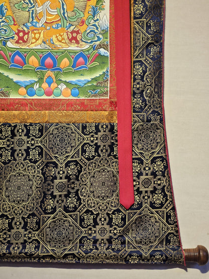 Manjushree Border Thangka | Tibetan Deity Thangka for Meditation Room Decor | Wisdom Buddha Painting for Altar