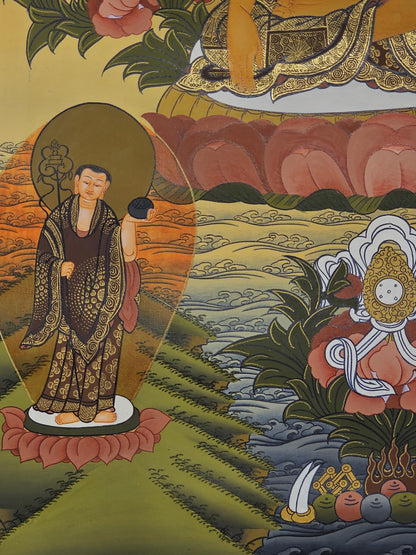 Shakyamuni Buddha Thangka Hand-Painted  | 41x56 cm Tibetan Enlightenment Art | Traditional Nepalese Buddhist Wall Hanging