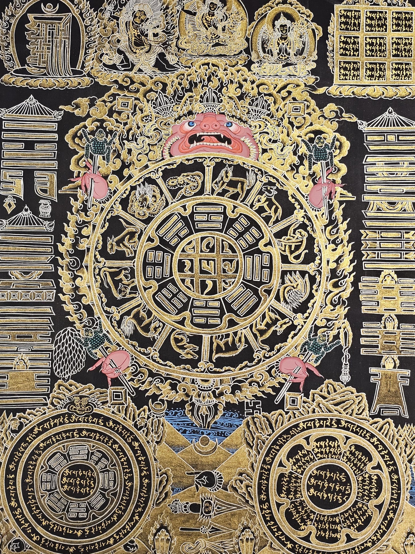 Tibetan Calendar Thangka  | Tibetan Deity Thangka for Meditation Room Decor