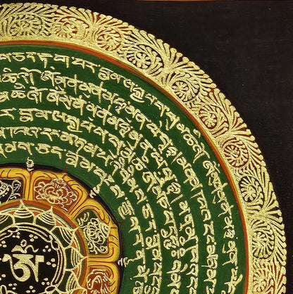 Mantra Mandala | Tibetan Buddhist Sacred Art | Spiritual Meditation Decor | Sanskrit Mantra Wall Art | Healing Energy Mandala