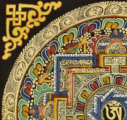 Mantra Mandala | Tibetan Buddhist Sacred Art | Spiritual Meditation Decor | Sanskrit Mantra Wall Art | Healing Energy Mandala