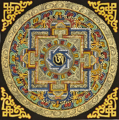 Mantra Mandala | Tibetan Buddhist Sacred Art | Spiritual Meditation Decor | Sanskrit Mantra Wall Art | Healing Energy Mandala