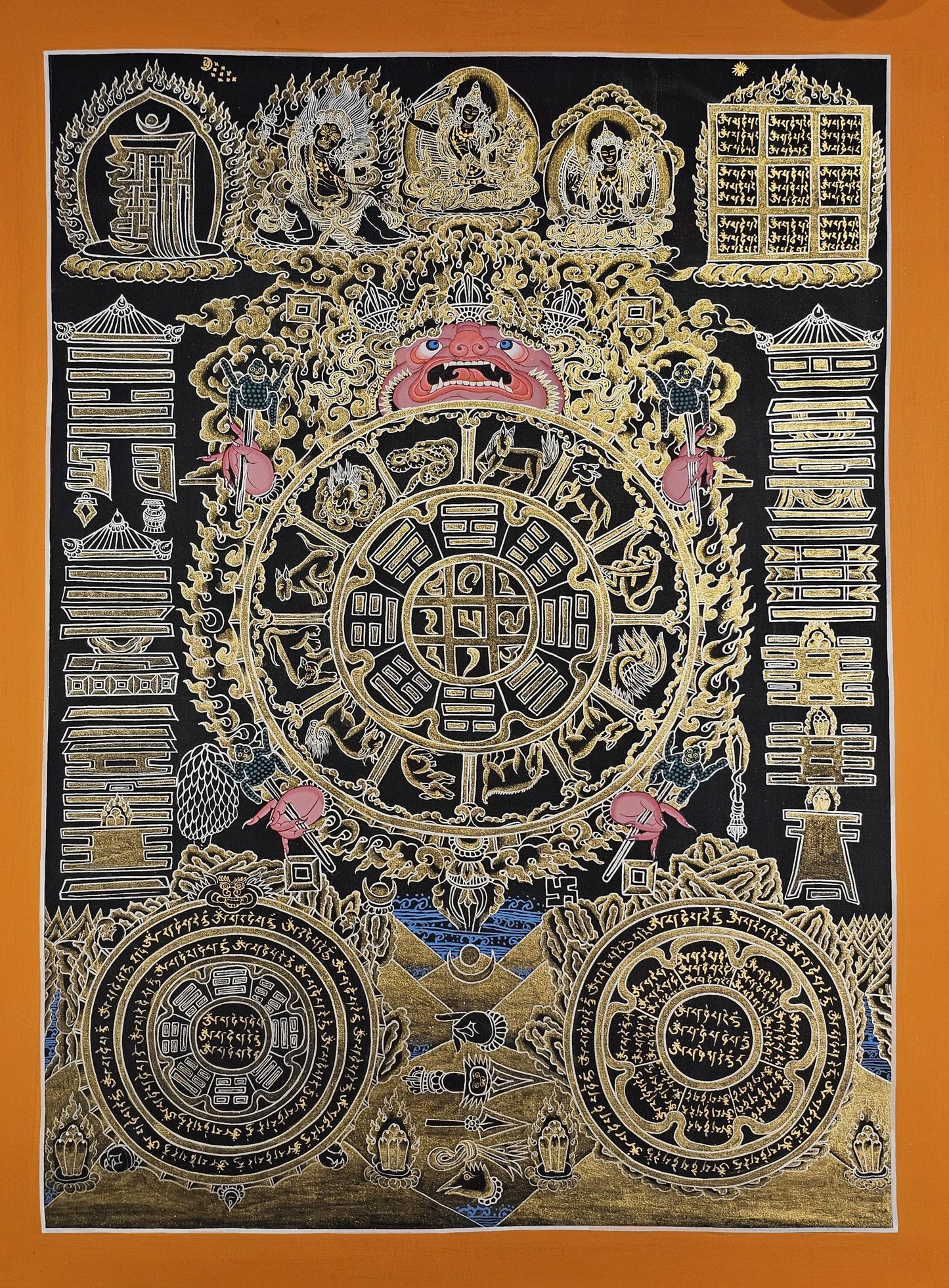 Tibetan Calendar Thangka  | Tibetan Deity Thangka for Meditation Room Decor