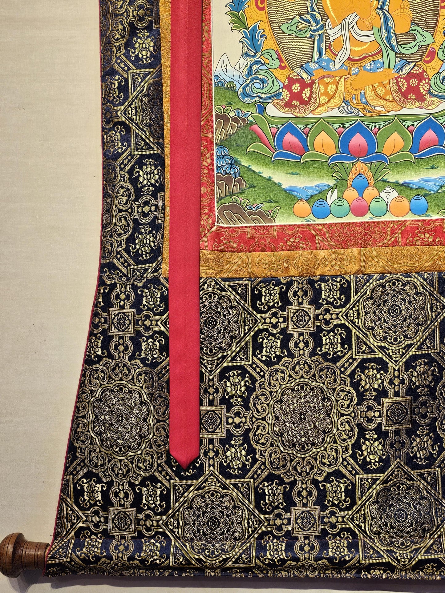 Manjushree Border Thangka | Tibetan Deity Thangka for Meditation Room Decor | Wisdom Buddha Painting for Altar