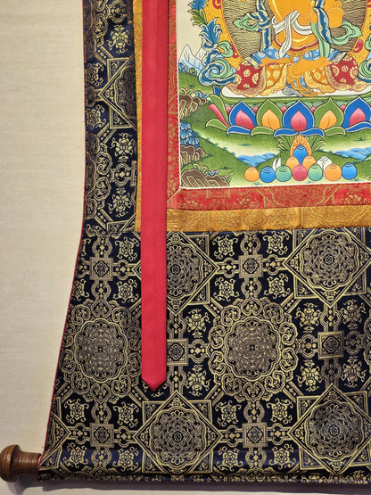 Manjushree Border Thangka | Tibetan Deity Thangka for Meditation Room Decor | Wisdom Buddha Painting for Altar