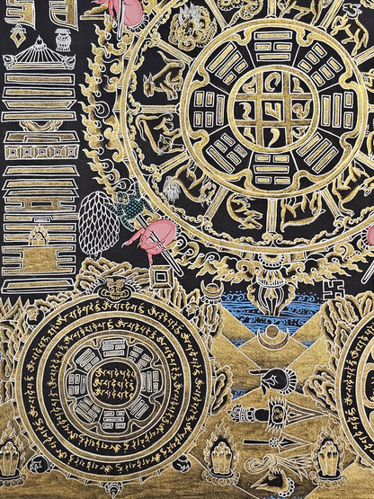 Tibetan Calendar Thangka  | Tibetan Deity Thangka for Meditation Room Decor