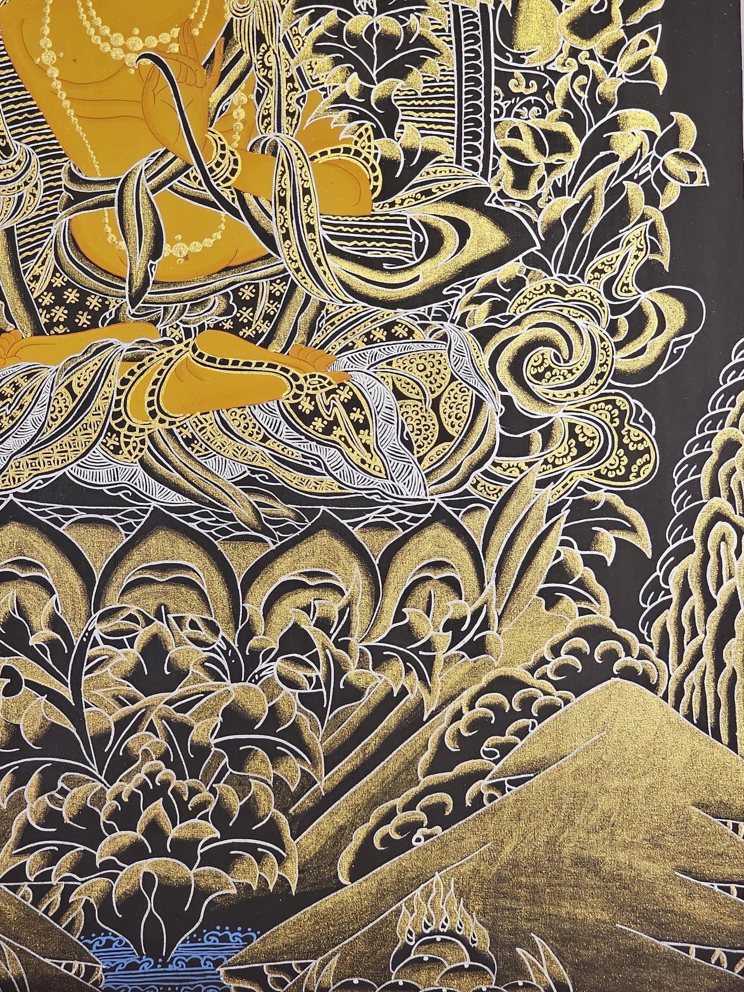 Buddhist Wall Art Manjushree Thangka  | Tibetan Deity Thangka for Meditation Room Decor