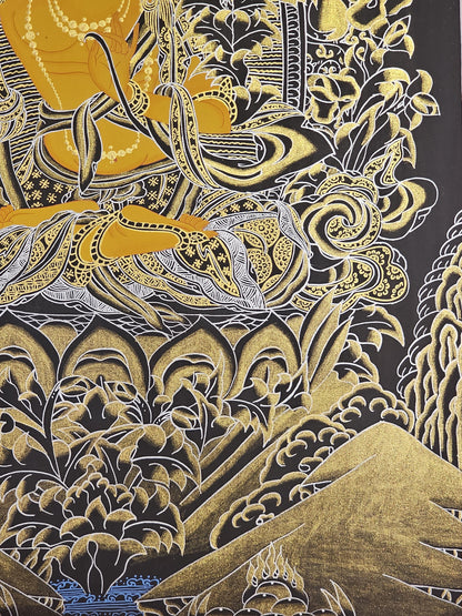 Buddhist Wall Art Manjushree Thangka  | Tibetan Deity Thangka for Meditation Room Decor