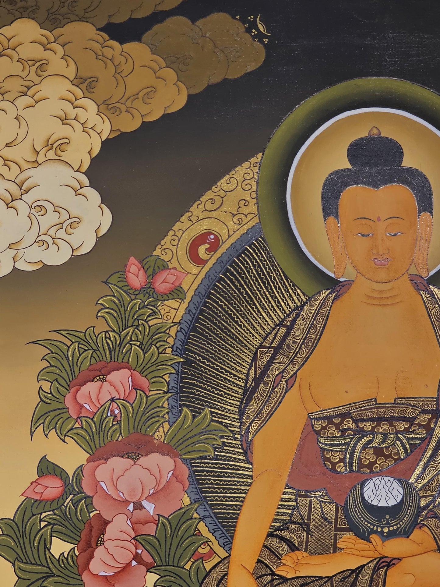 Shakyamuni Buddha Thangka Hand-Painted  | 41x56 cm Tibetan Enlightenment Art | Traditional Nepalese Buddhist Wall Hanging