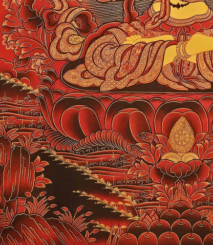 Manjushree Thangka Buddhist Wall Art | Tibetan Deity Thangka for Meditation Room Decor | Wisdom Buddha Painting for Altar