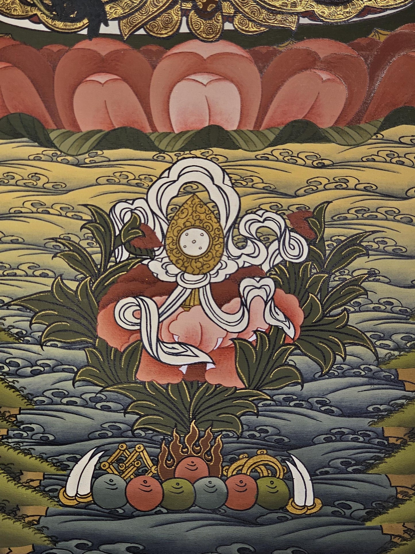Medicine Buddha Thangka Hand-Painted  | 41x56 cm Tibetan Healing Wall Art | Traditional Nepalese Buddhist Painting | Spiritual Home Decor