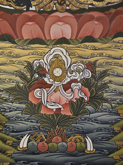 Medicine Buddha Thangka Hand-Painted  | 41x56 cm Tibetan Healing Wall Art | Traditional Nepalese Buddhist Painting | Spiritual Home Decor